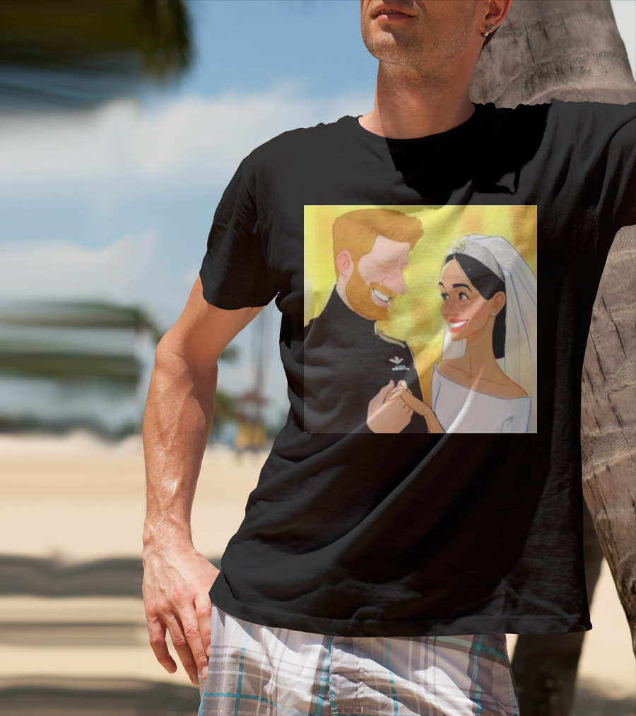 Meghan And Harry Cartoon Wedding T-Shirt