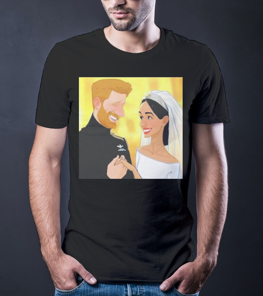 Meghan And Harry Cartoon Wedding T-Shirt