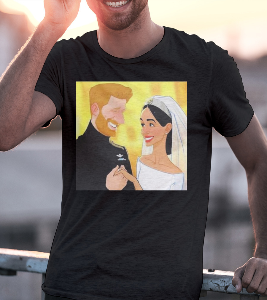 Meghan And Harry Cartoon Wedding T-Shirt