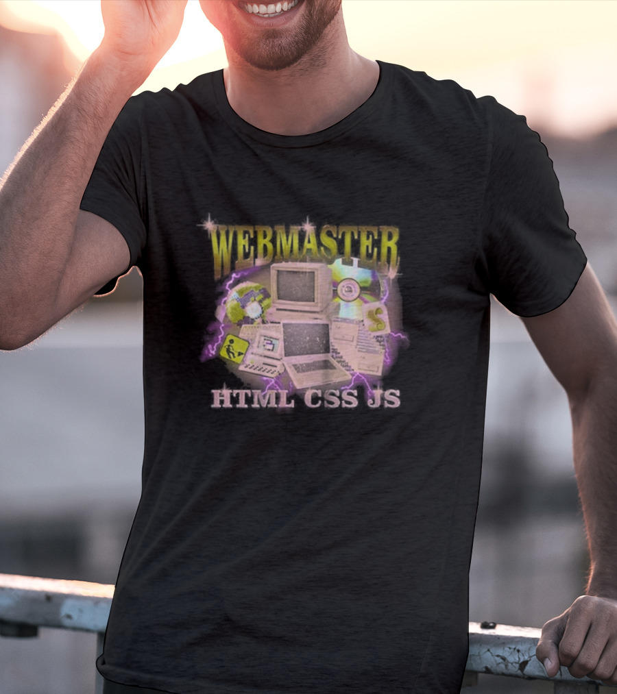 WEBMASTER HTML CSS JS Vintage Computer Graphics Retro Gaming Elements T-Shirt