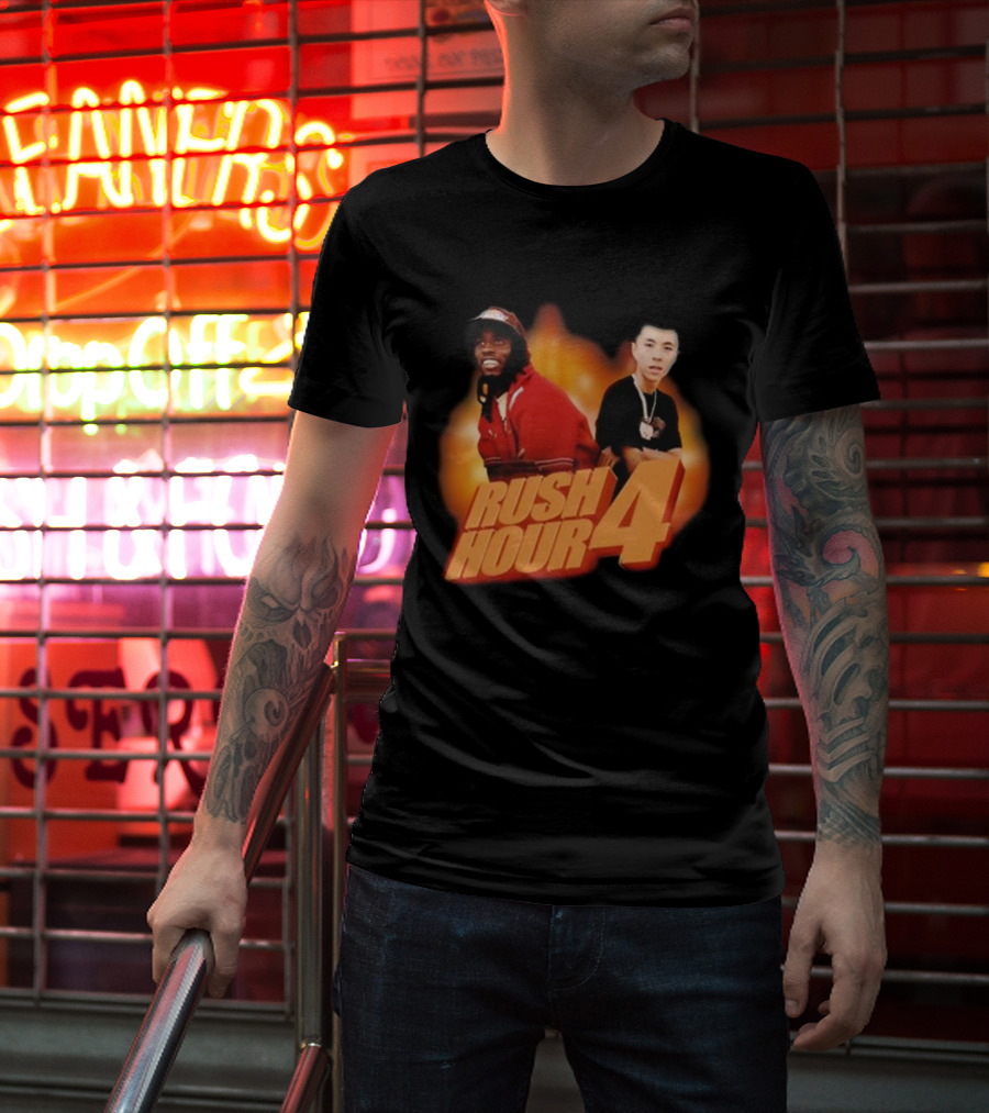 Rush Hour 4 Comedy Duo Flame Background T-Shirt