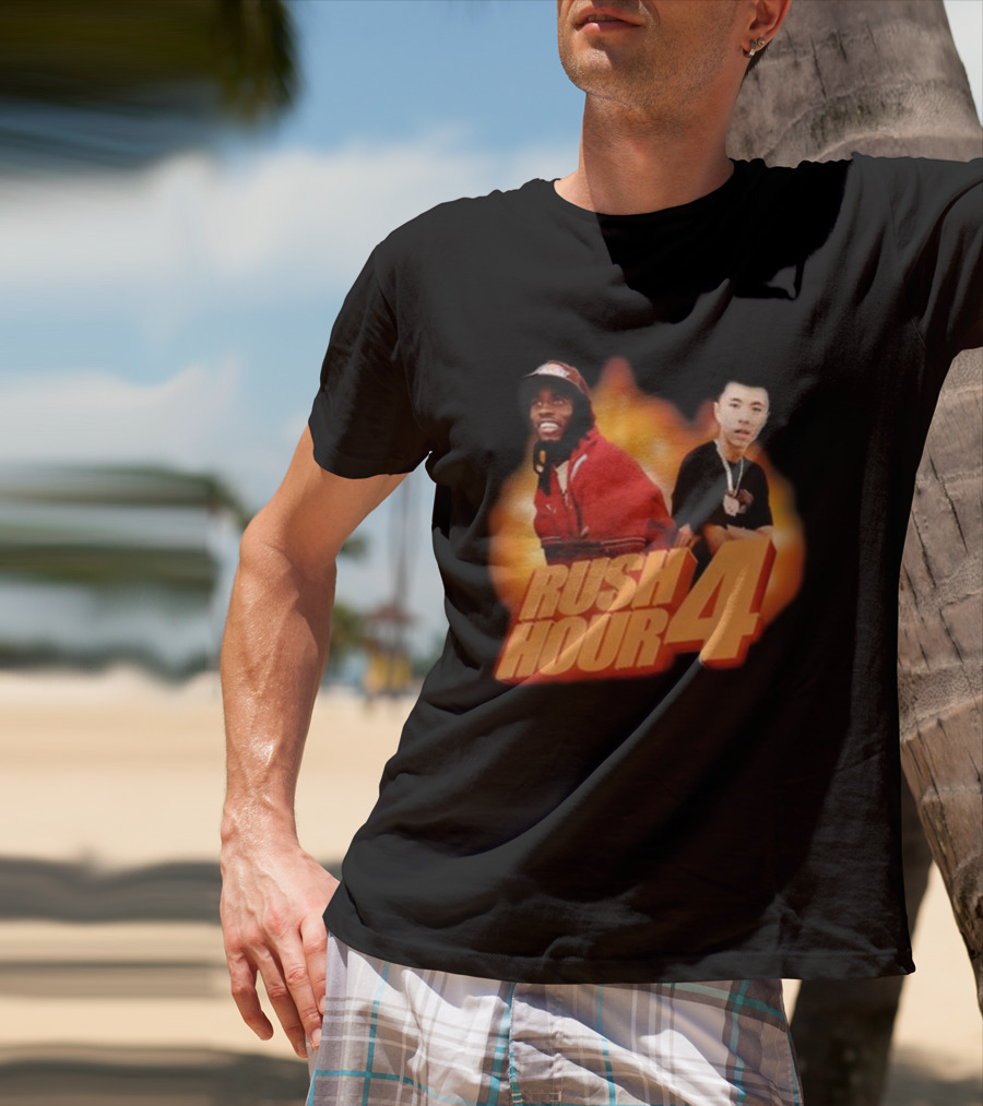 Rush Hour 4 Comedy Duo Flame Background T-Shirt