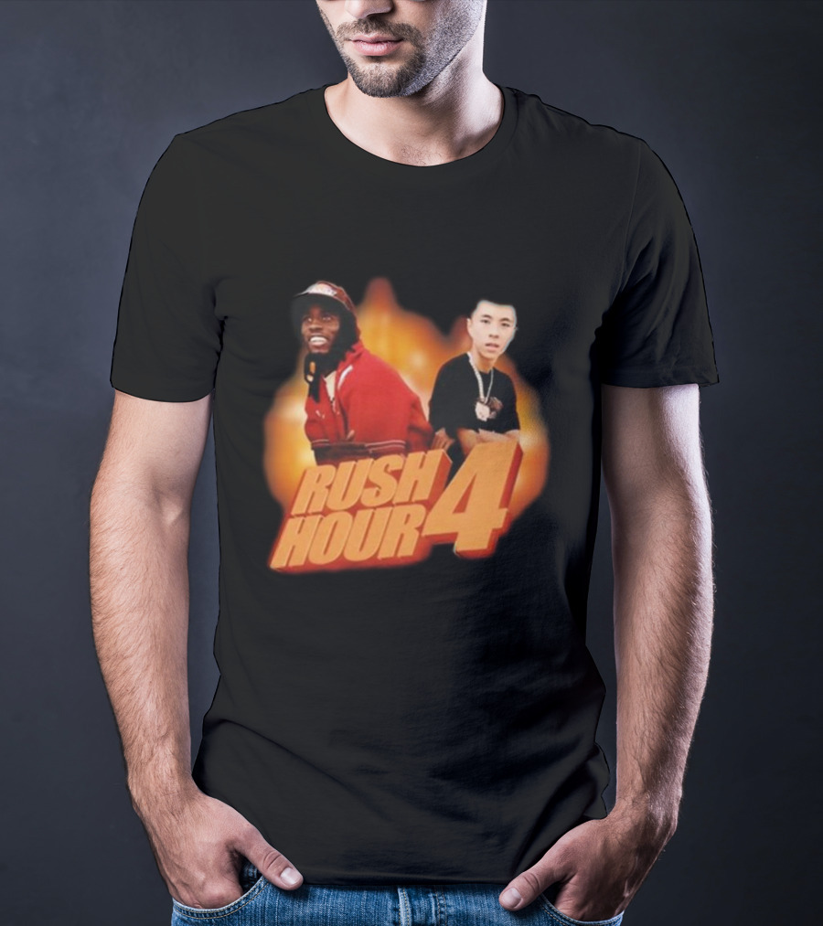 Rush Hour 4 Comedy Duo Flame Background T-Shirt