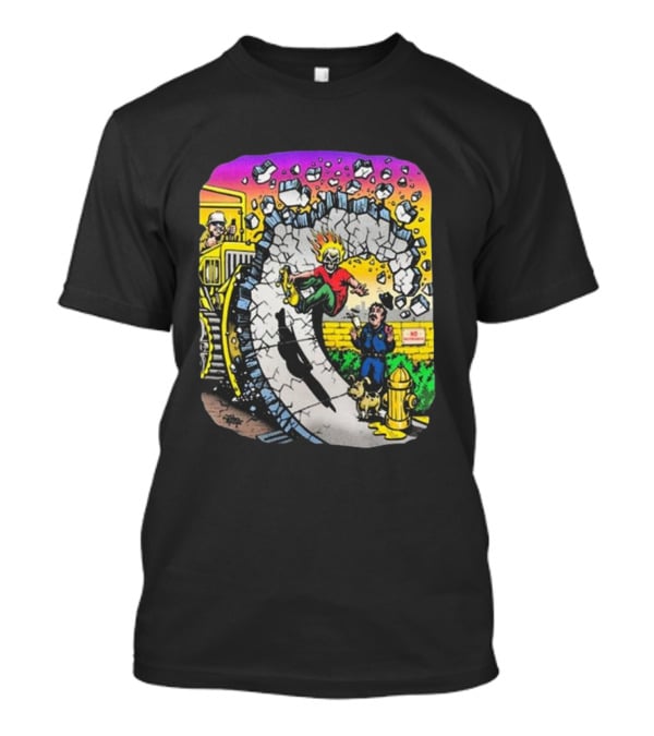 Jimbo Phillips No Skateboarding Bulldozer Character T-Shirt