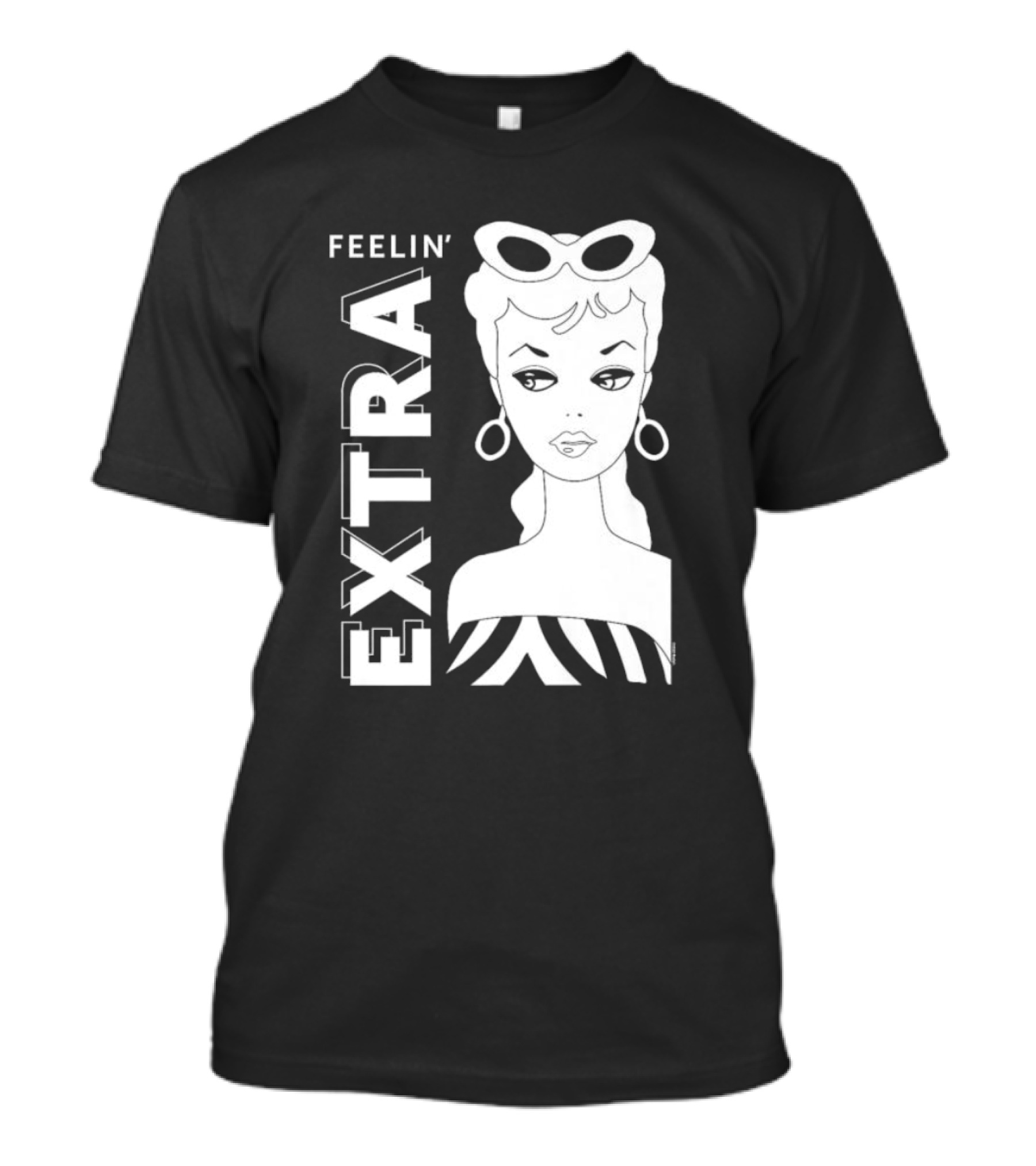 Feelin' Extra Barbie Retro Style Sunglasses And Hoop Earrings T-Shirt