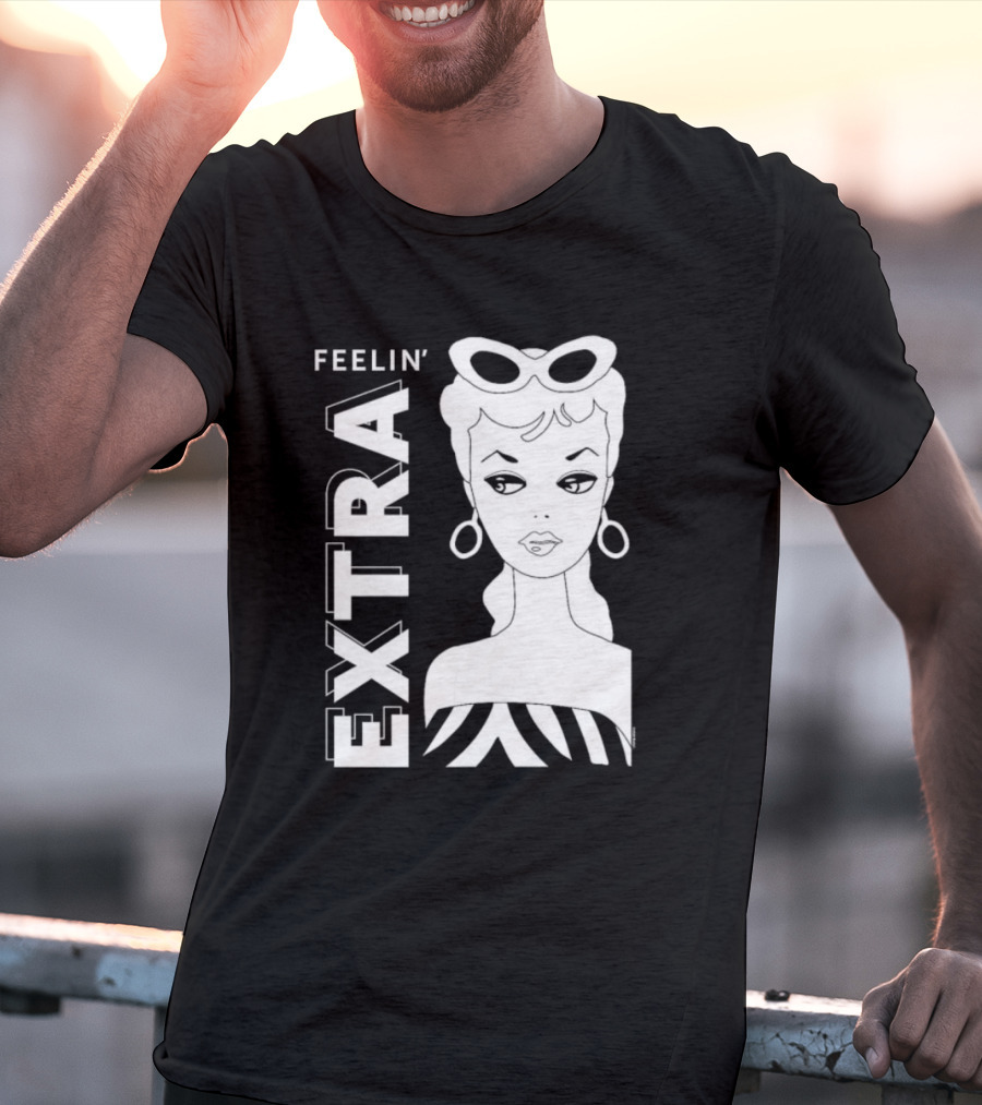 Feelin' Extra Barbie Retro Style Sunglasses And Hoop Earrings T-Shirt