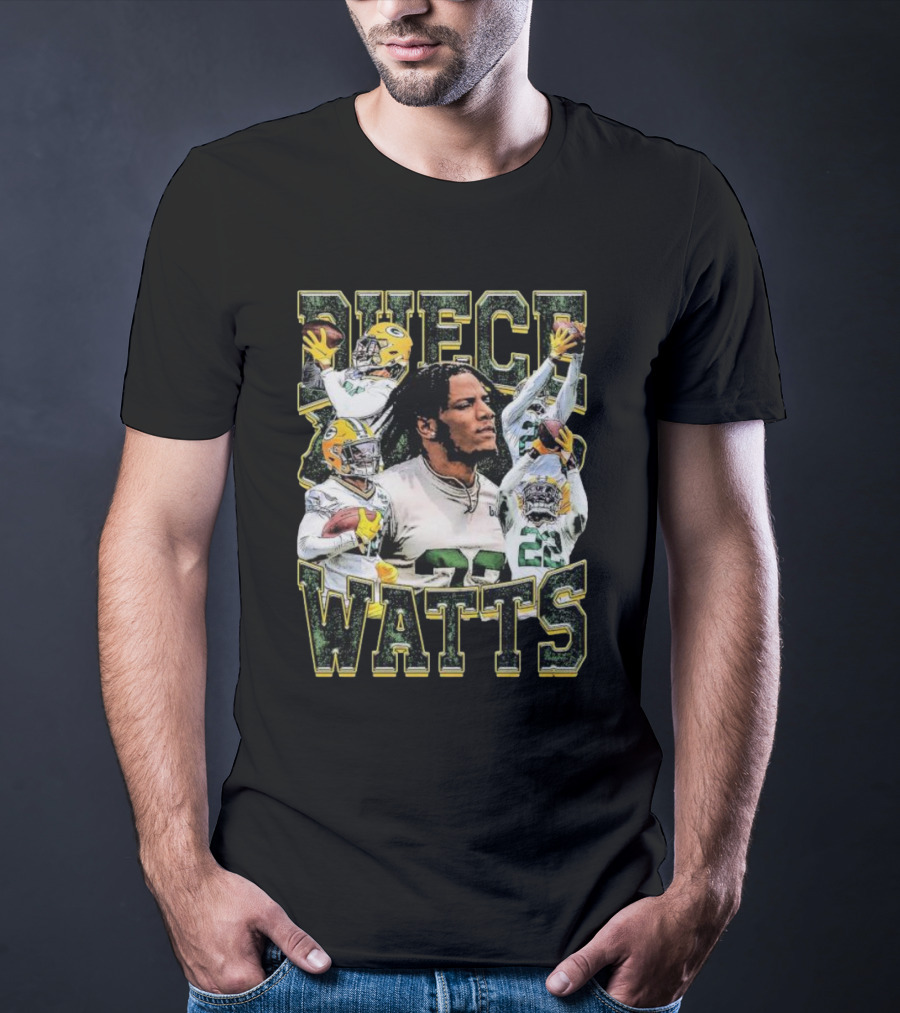 Green Bay Packers Duece Watts NFL Football Player Montage T-Shirt