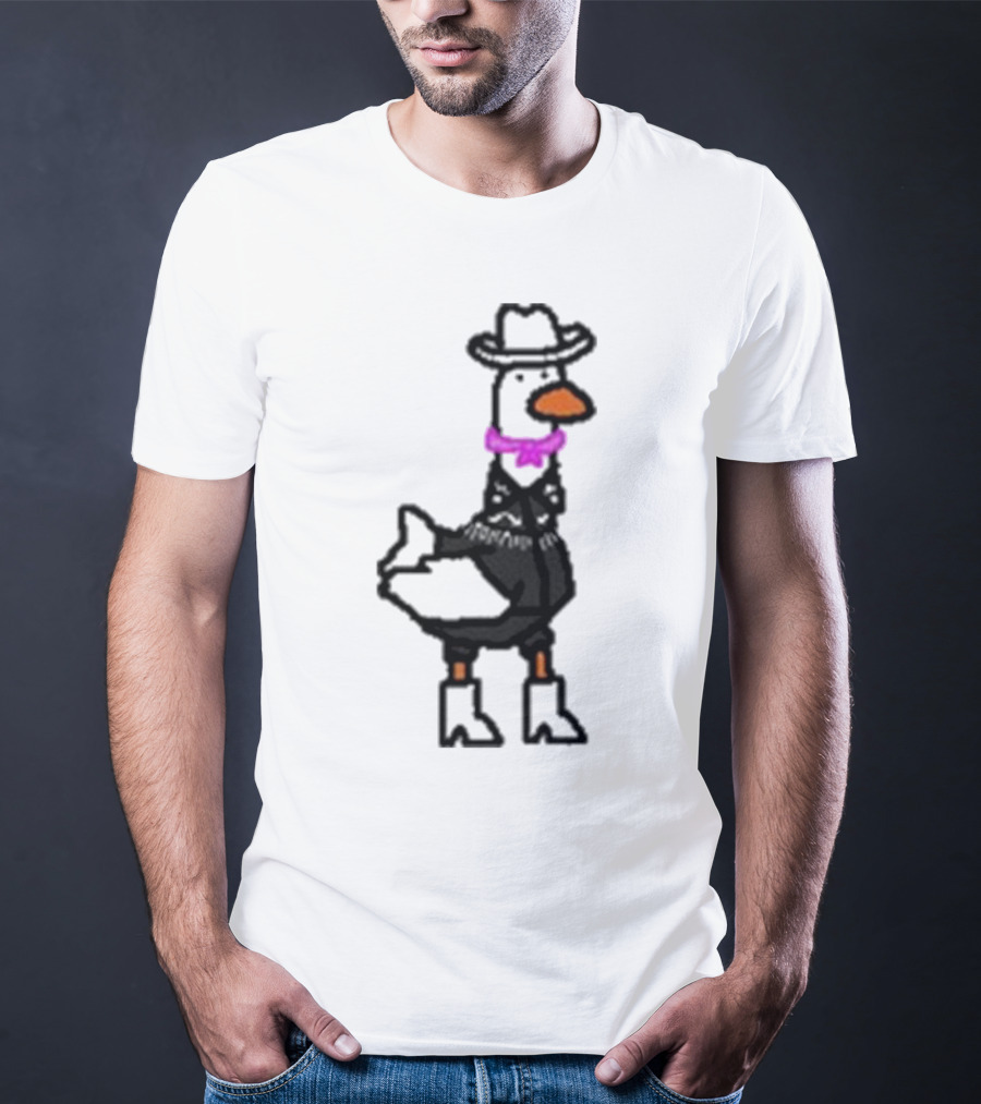 Ryan Goose-Ling Barbie Goose Wearing Cowboy Hat And Pink Bowtie T-Shirt