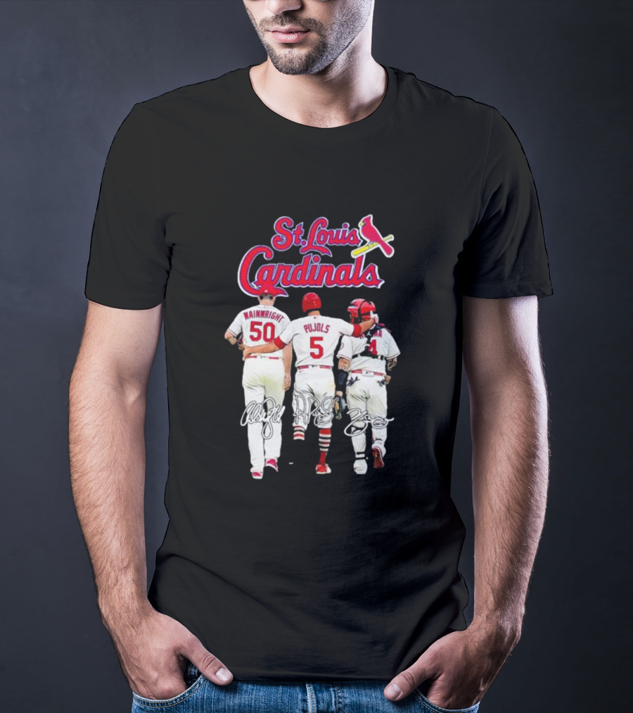 St Louis Cardinals Wainwright Pujols Molina Signatures T-Shirt