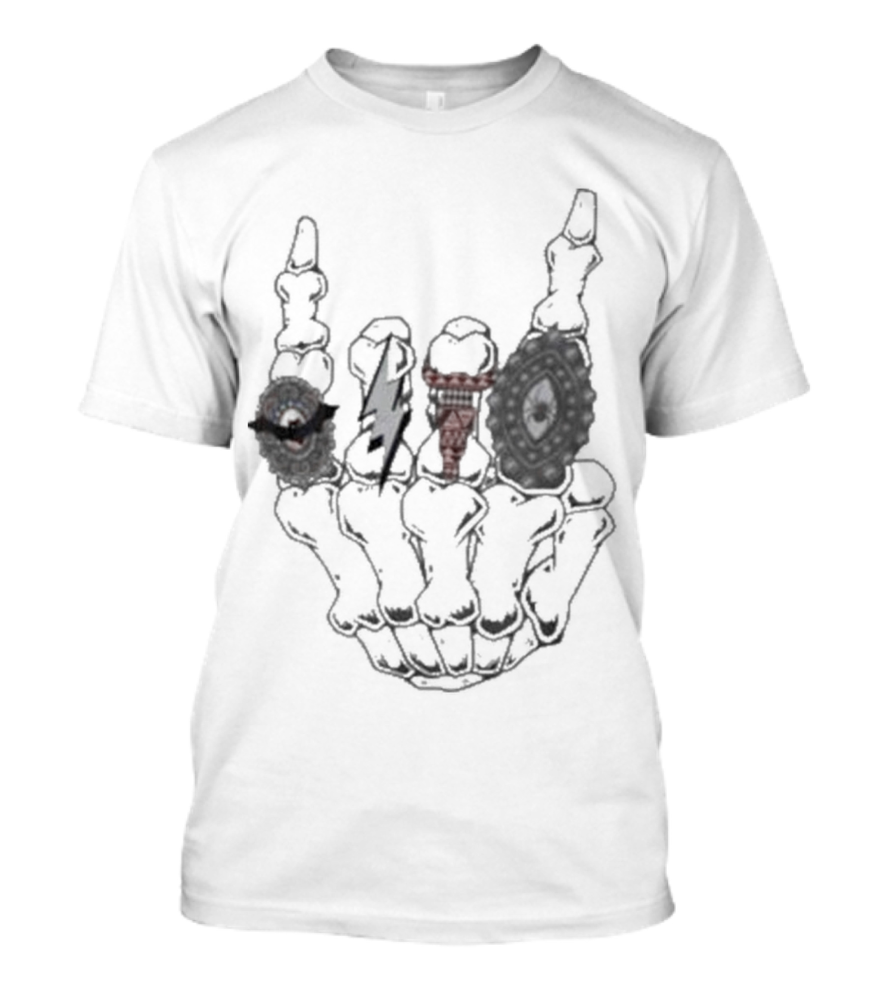 Halloween Skeleton Hand With Turquoise Rings And Colorful Gems T-Shirt