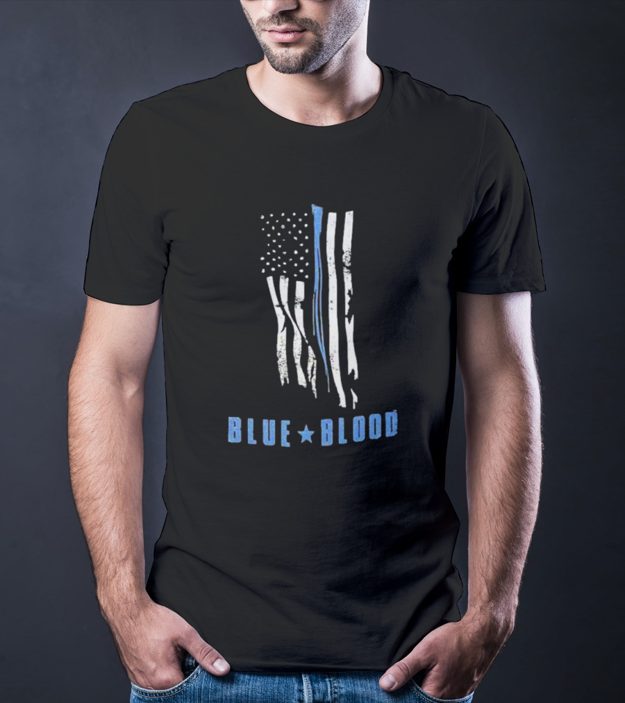 Blue Blood American Flag Thin Blue Line T-Shirt