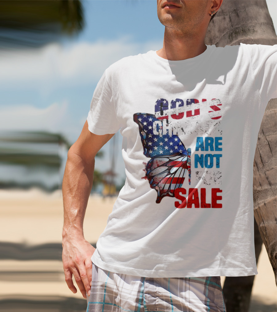 God's Children Are Not For Sale American Flag Butterfly T-Shirt