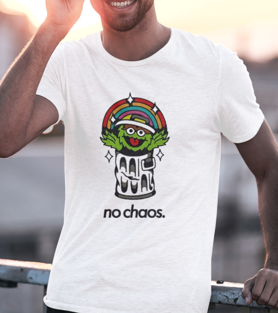 No Chaos Grouchy Rainbow Trash Can T-Shirt