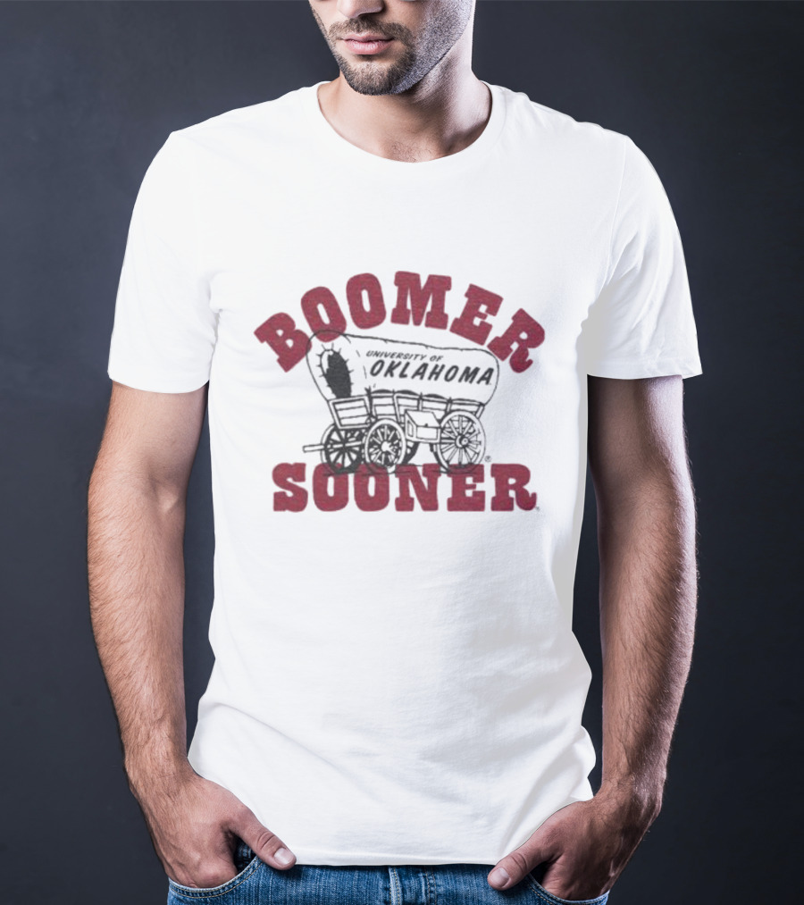 Boomer Sooner University Of Oklahoma Wagon Design Ash T-Shirt