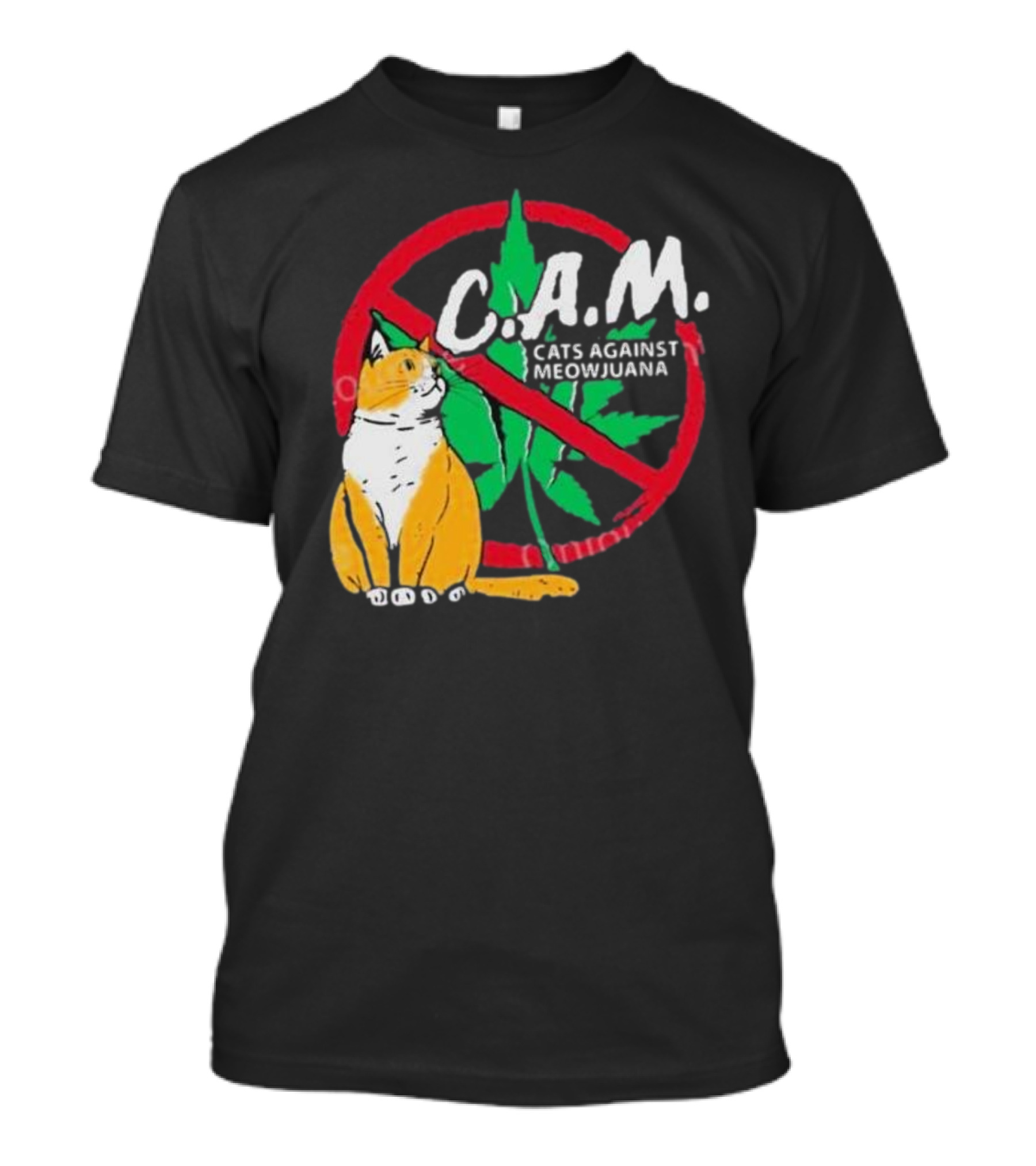 C.A.M. Cats Against Meowijuana Leaf With Tabby T-Shirt