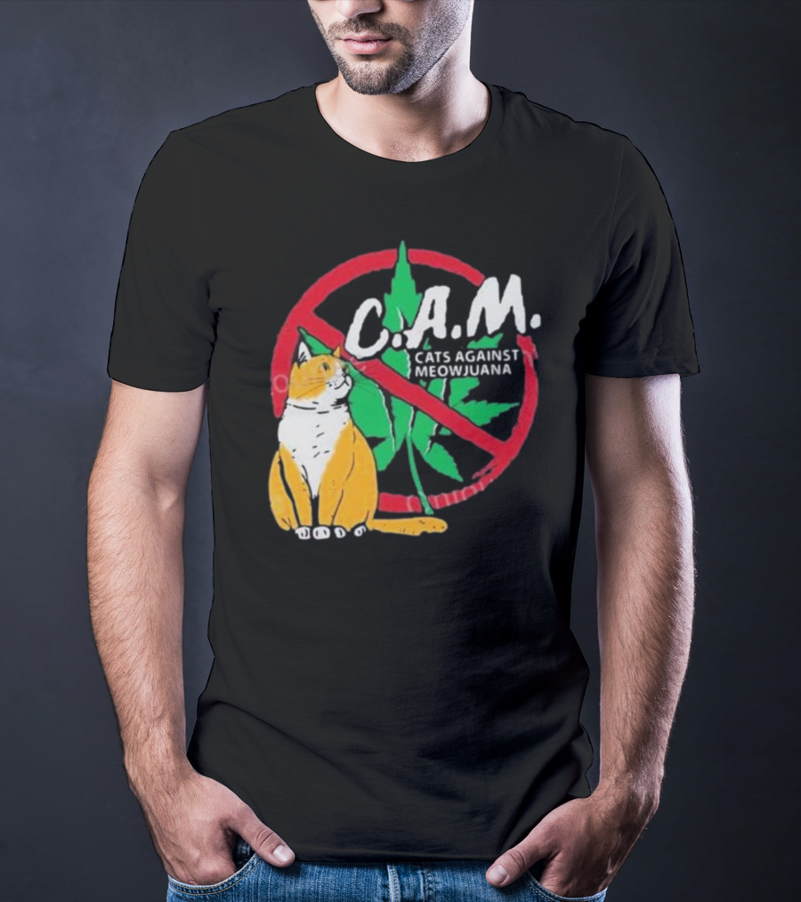 C.A.M. Cats Against Meowijuana Leaf With Tabby T-Shirt