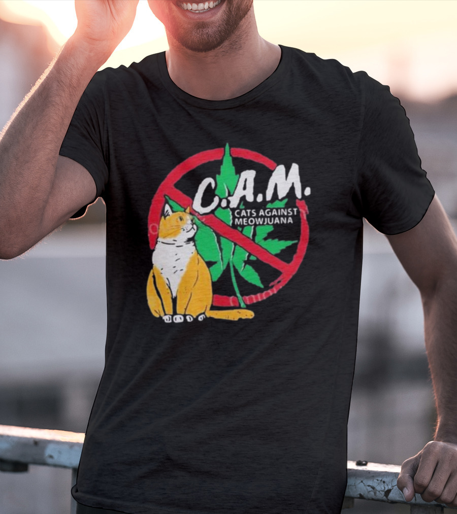 C.A.M. Cats Against Meowijuana Leaf With Tabby T-Shirt