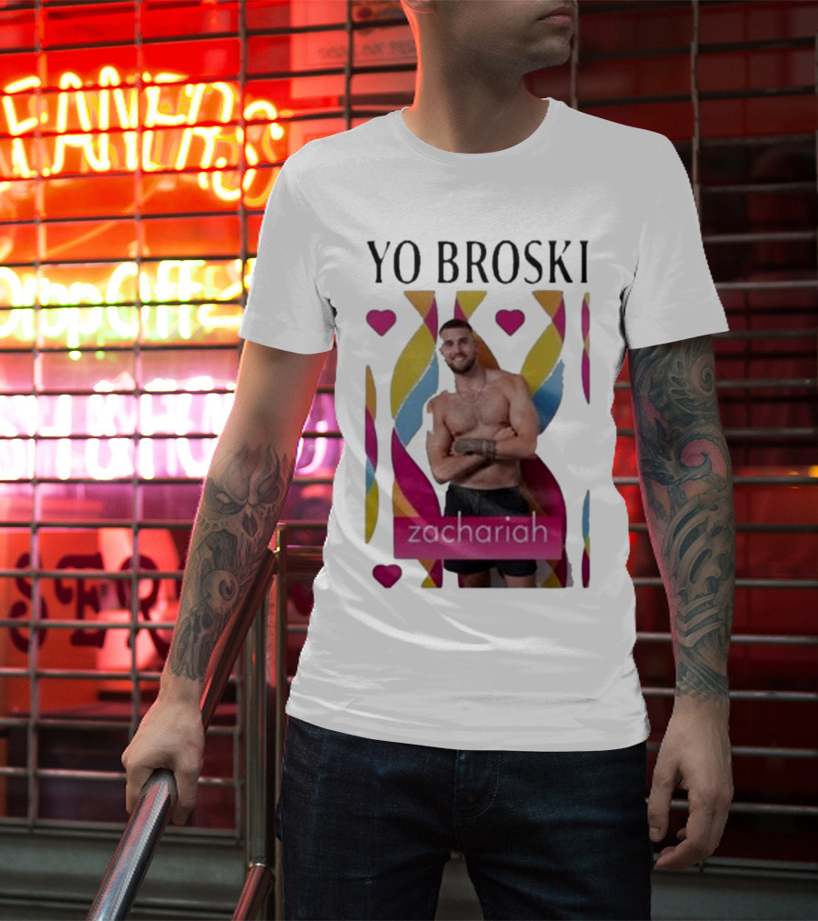 Yo Broski Zachariah Colorful Abstract Hearts T-Shirt