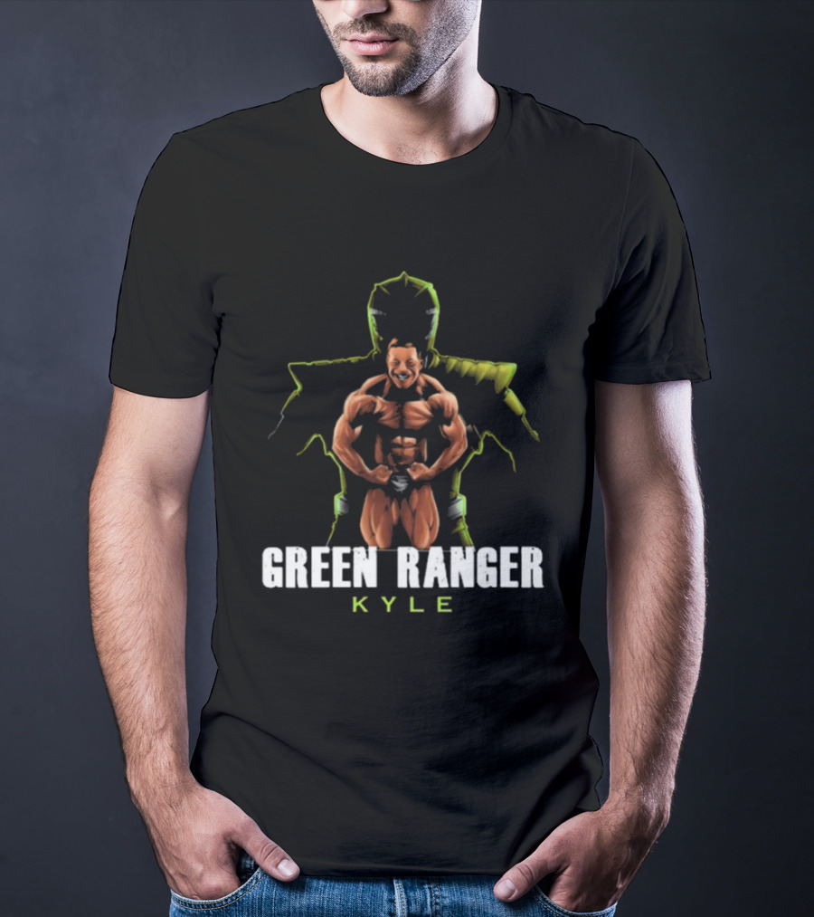 GREEN RANGER KYLE Muscular Hero Pose T-Shirt