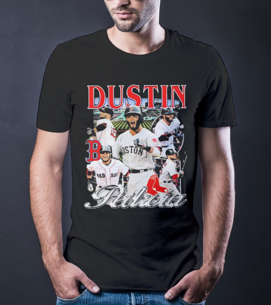 Dustin Pedroia Boston Red Sox Baseball Action Montage T-Shirt