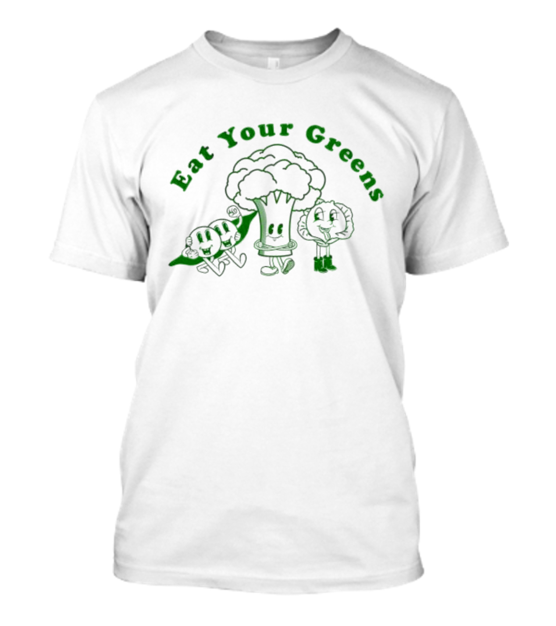 Eat Your Greens Cartoon Broccoli And Friends T-Shirt
