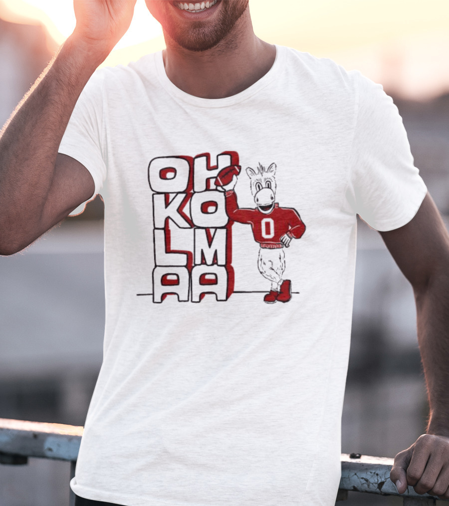 Oklahoma Sooners Ou Stacked Vintage Mascot Football Icon With Retro Donkey Holding Football T-Shirt
