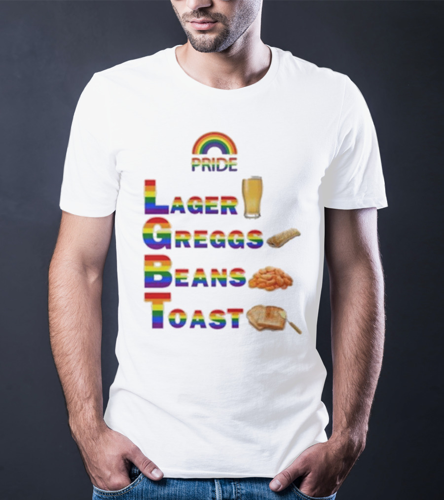 Pride Rainbow Lager Greggs Beans Toast Icons T-Shirt
