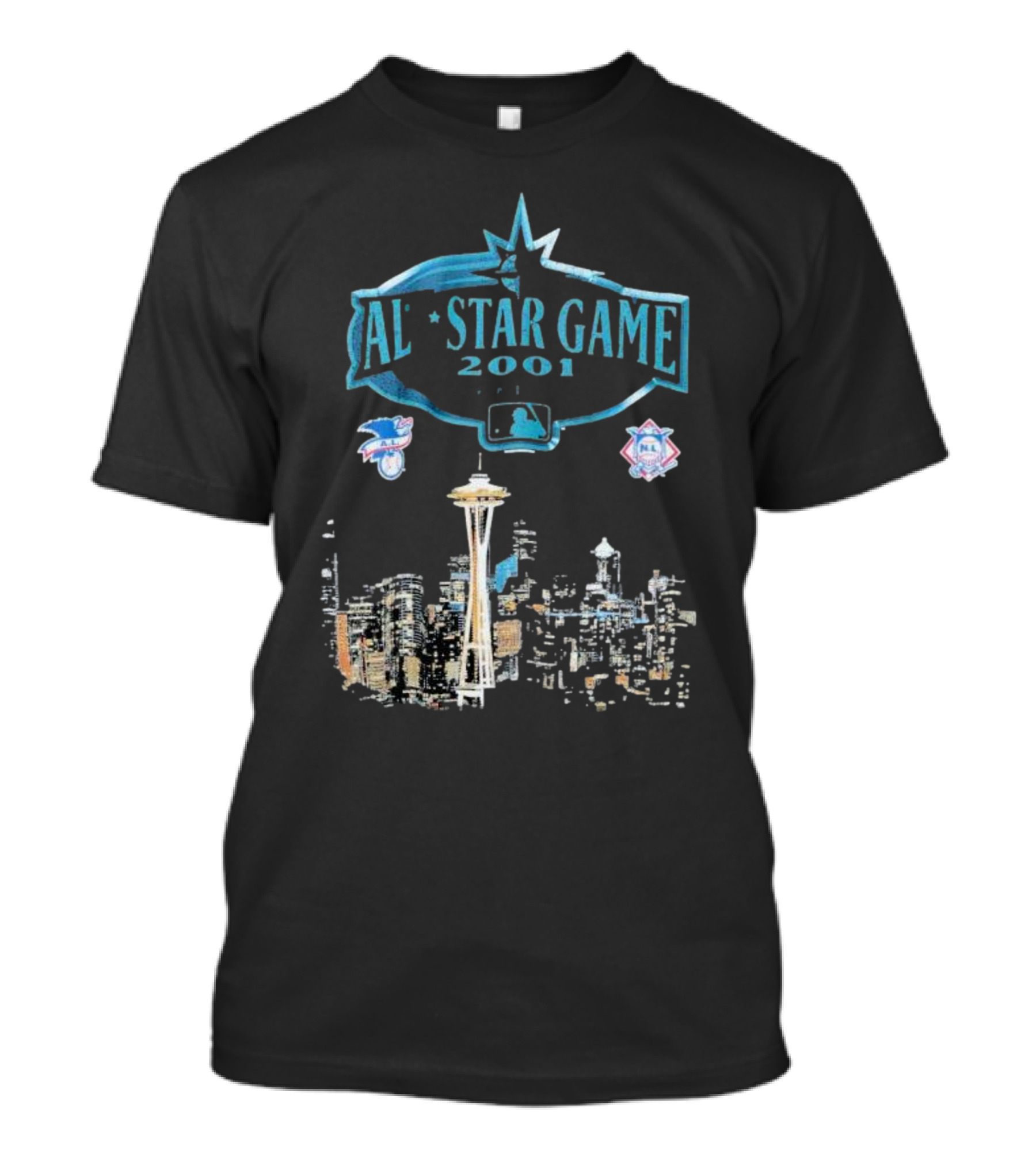 AL Star Game 2001 MLB City Skyline Seattle T-Shirt