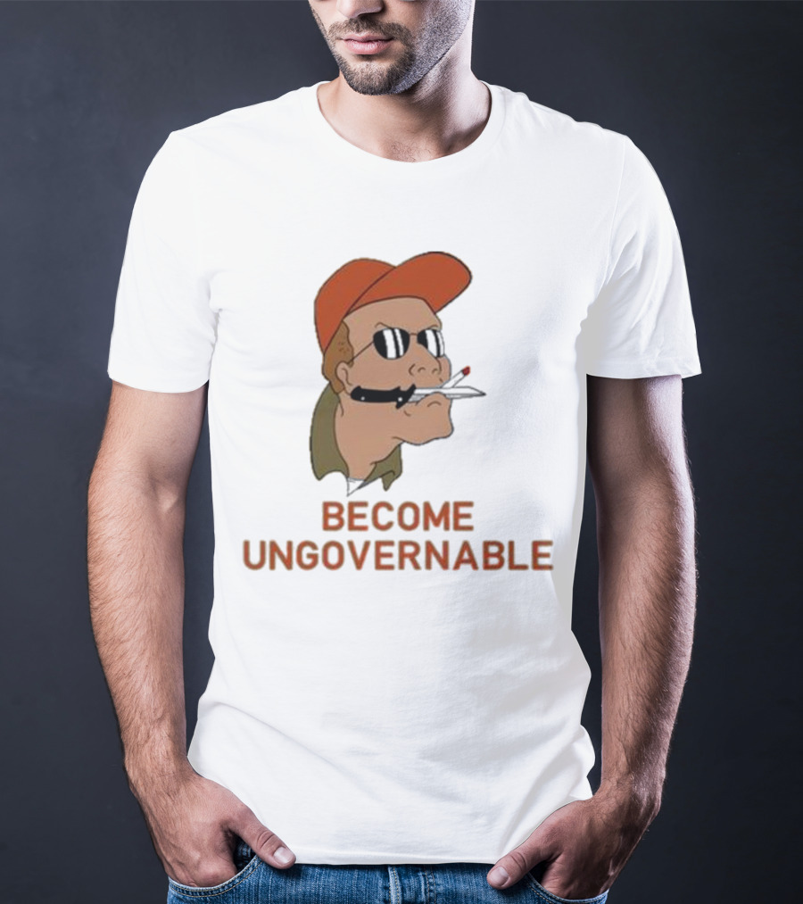 Become Ungovernable Rusty Shackleford Smoking Character With Sunglasses And Orange Hat T-Shirt
