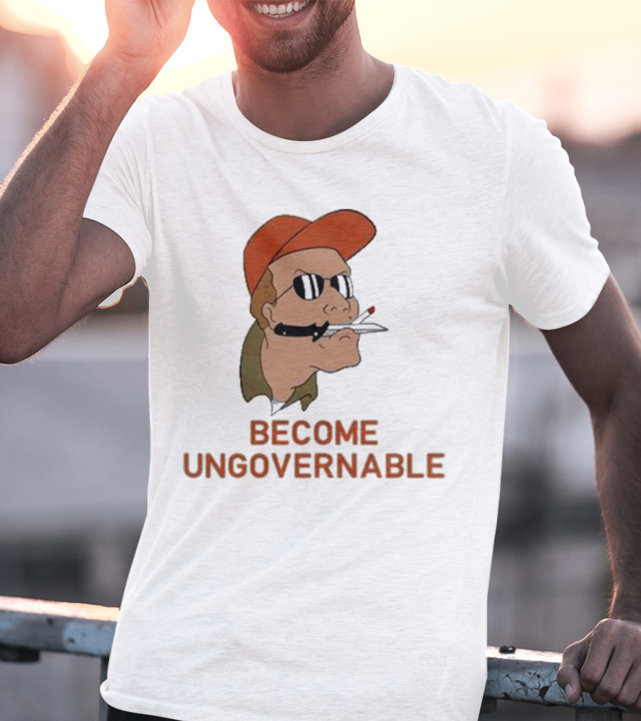 Become Ungovernable Rusty Shackleford Smoking Character With Sunglasses And Orange Hat T-Shirt