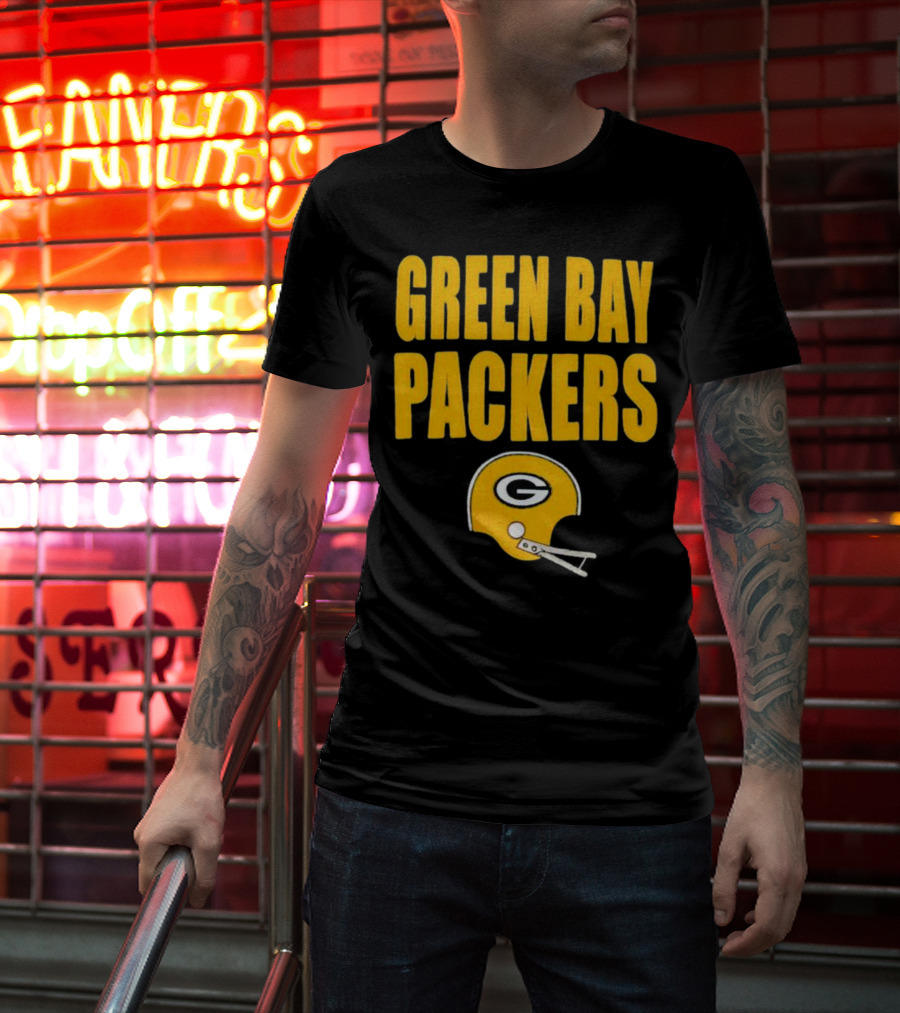 Green Bay Packers Helmet Logo And Text Football Fan Gear T-Shirt