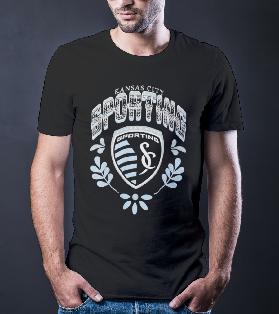 Kansas City Sporting KC Logo With Serape Pattern And Laurel Leaves T-Shirt