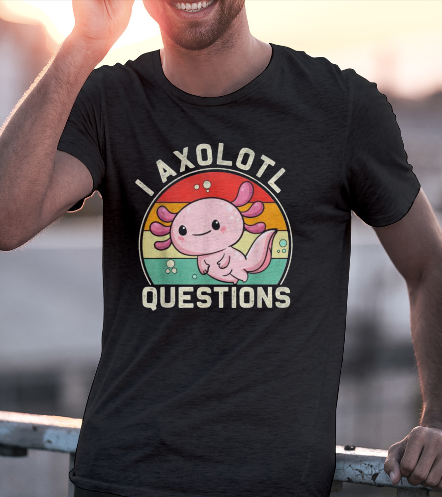 Vintage I Axolotl Questions Retro Rainbow Cute Axolotl T-Shirt