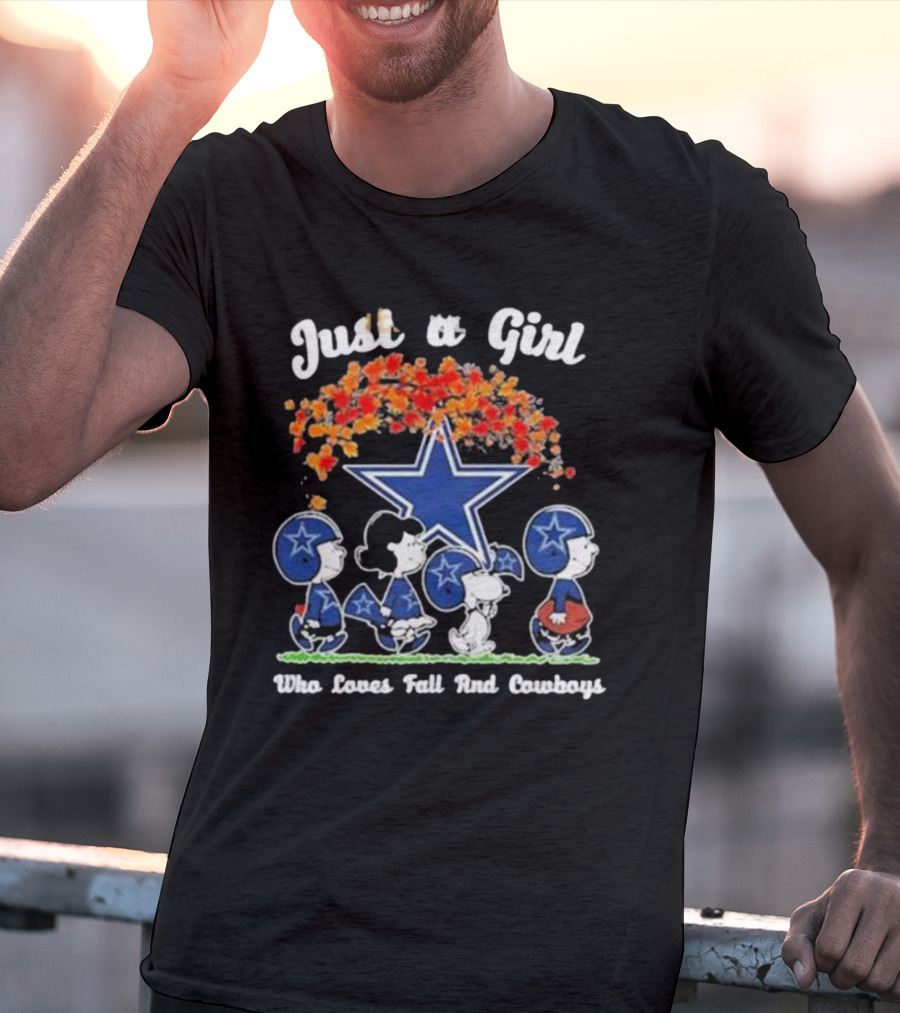 Just A Girl Who Loves Fall And Dallas Cowboys Peanuts Snoopy T-Shirt