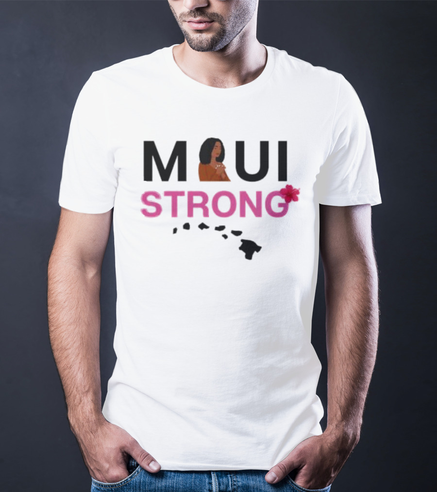 Maui Strong Hawaiian Islands Hibiscus Relief T-Shirt