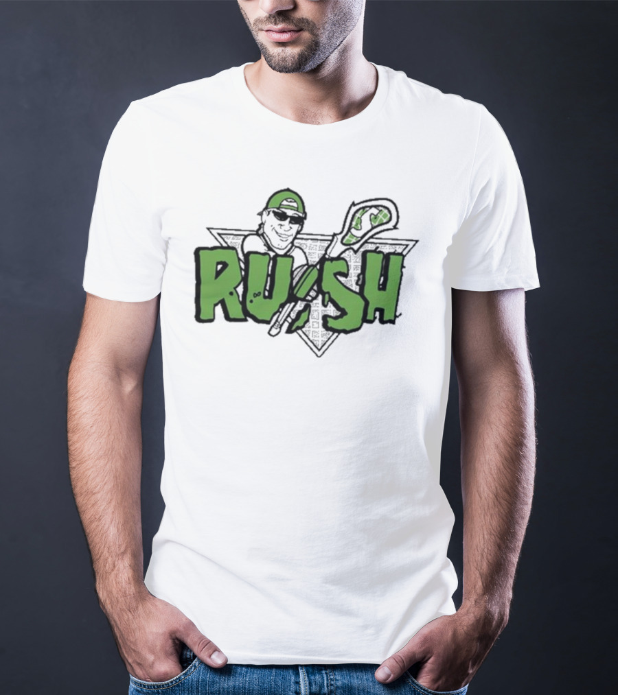 RUSH Lacrosse Player Logo Green And Black T-Shirt