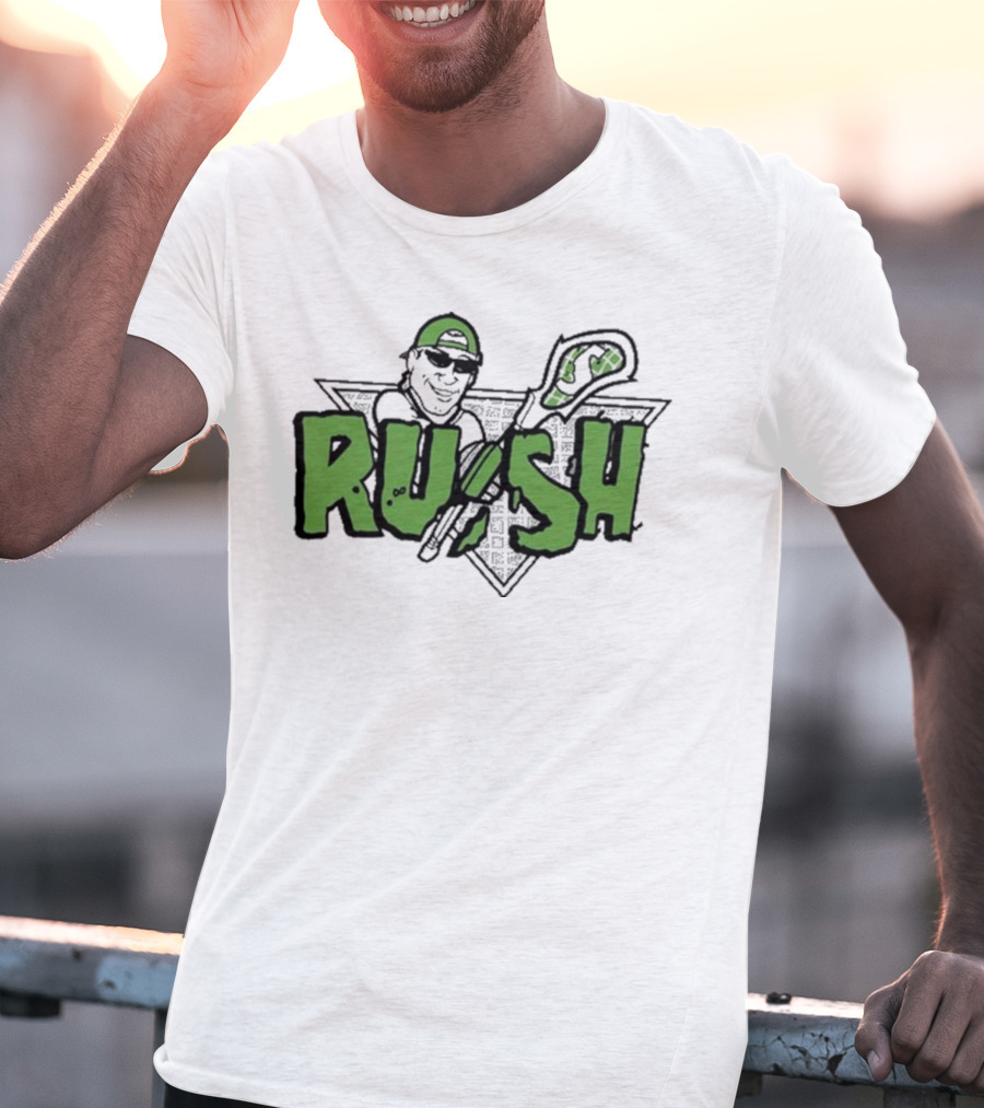 RUSH Lacrosse Player Logo Green And Black T-Shirt