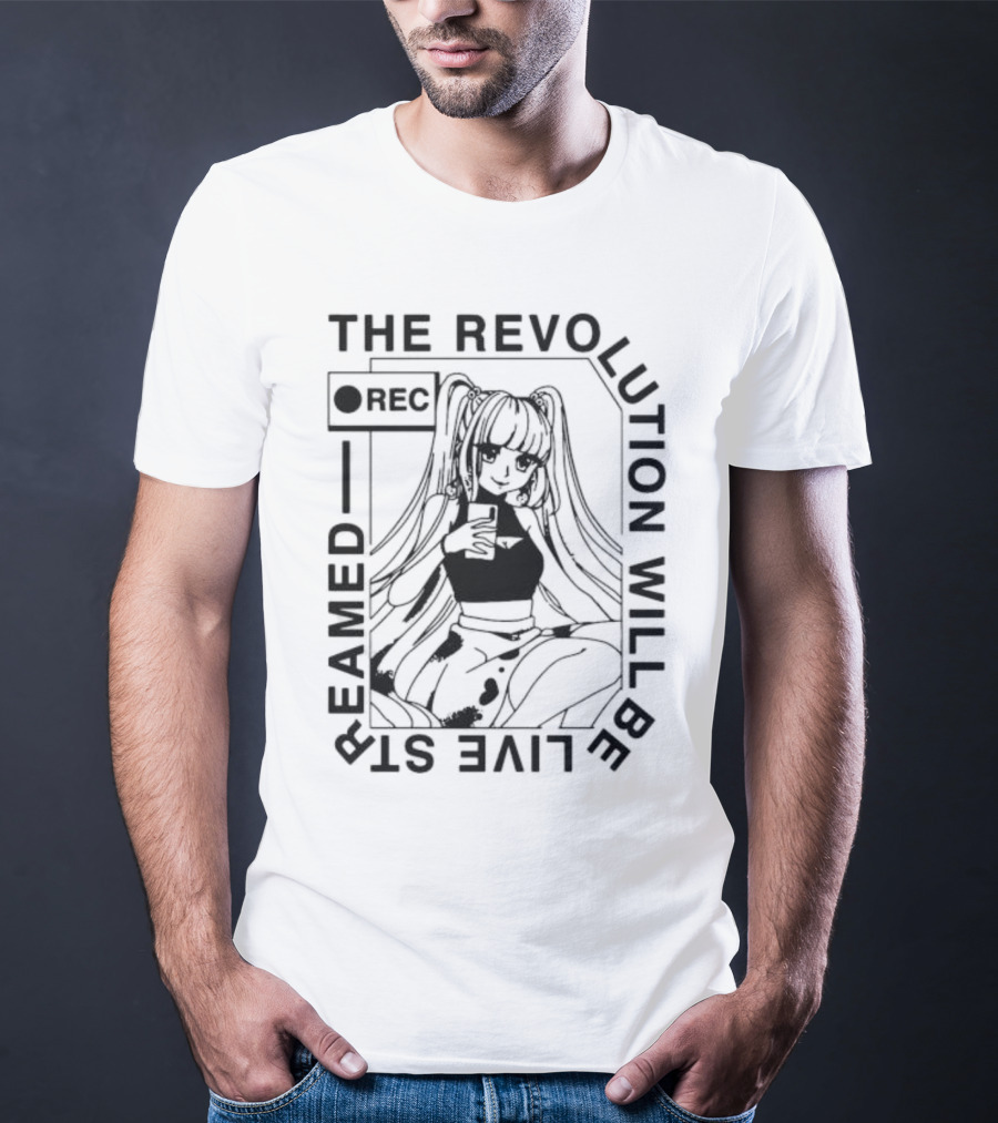 The Revolution Will Be Live Streamed Anime Girl REC T-Shirt