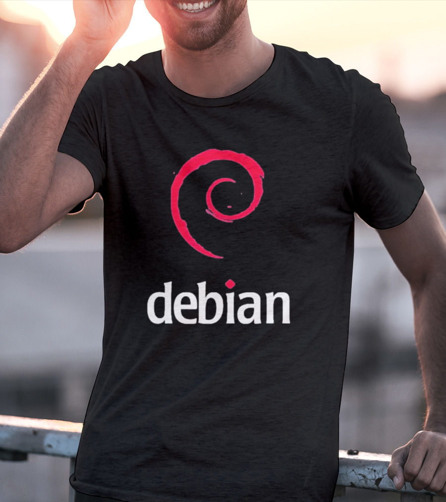 Jeff Geerling Debian GNU Linux Logo Spiral T-Shirt