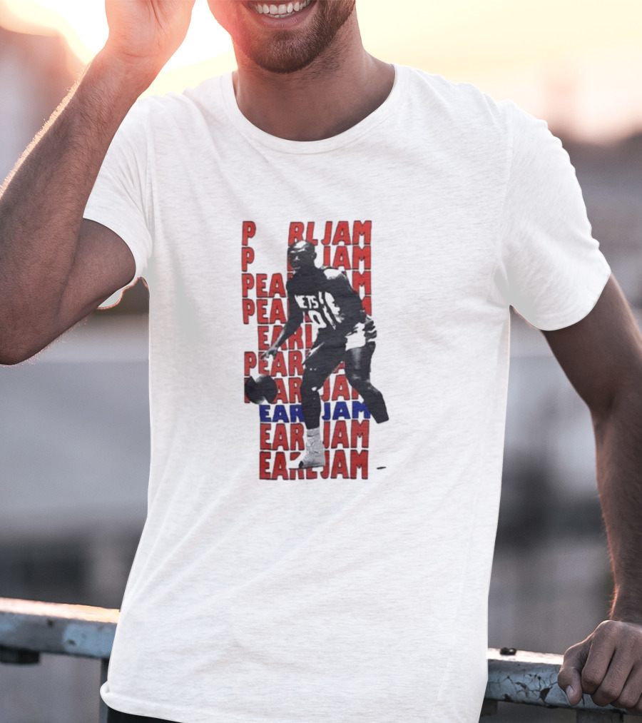 Pearl Jam Mookie Blaylock Basketball Tribute Red Blue Text T-Shirt