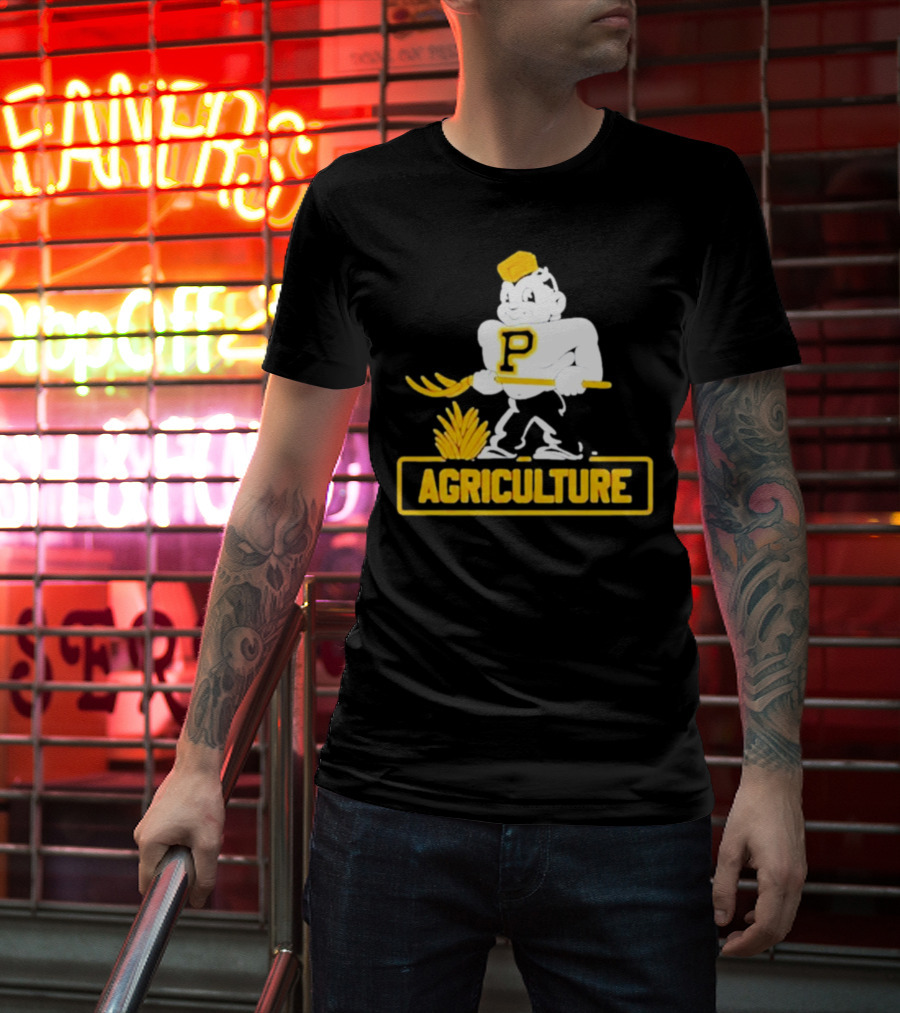 Purdue Agriculture Mascot With P Logo And Hay T-Shirt