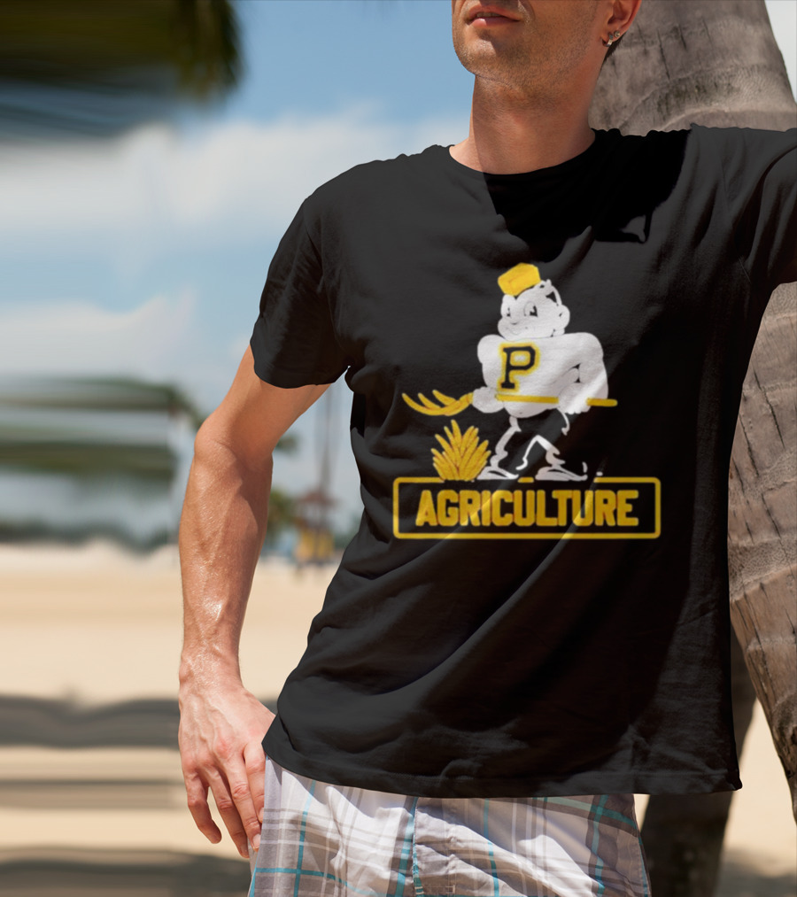 Purdue Agriculture Mascot With P Logo And Hay T-Shirt