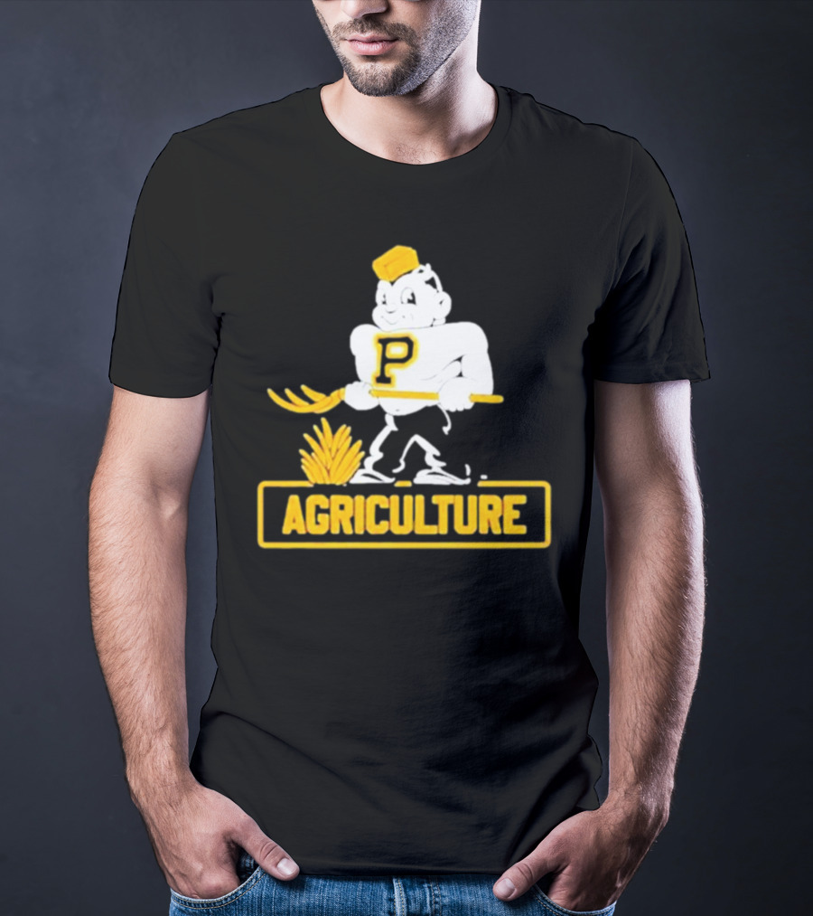 Purdue Agriculture Mascot With P Logo And Hay T-Shirt