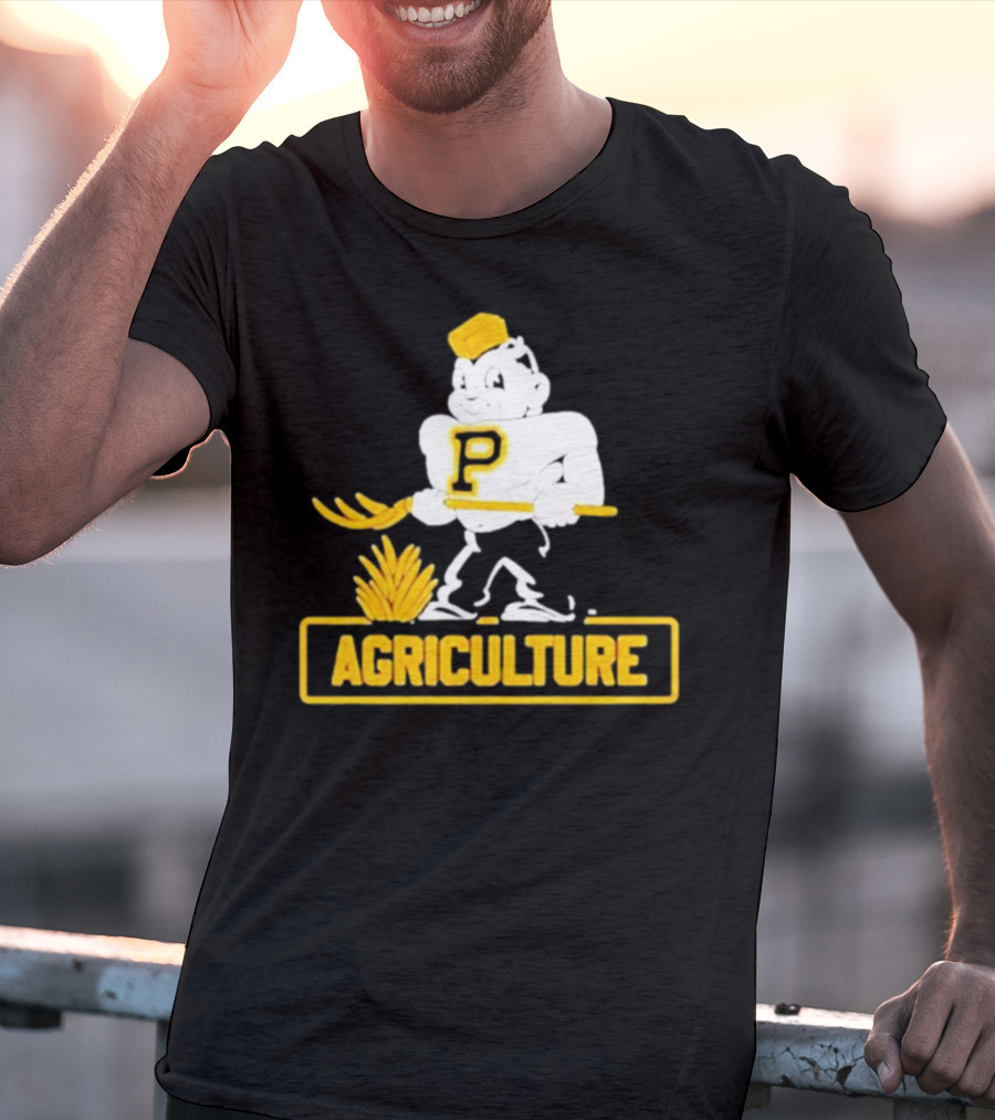 Purdue Agriculture Mascot With P Logo And Hay T-Shirt
