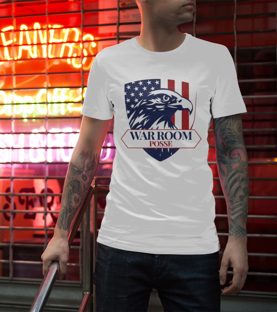 War Room Posse Eagle Shield U.S. Flag Stripes Badge T-Shirt