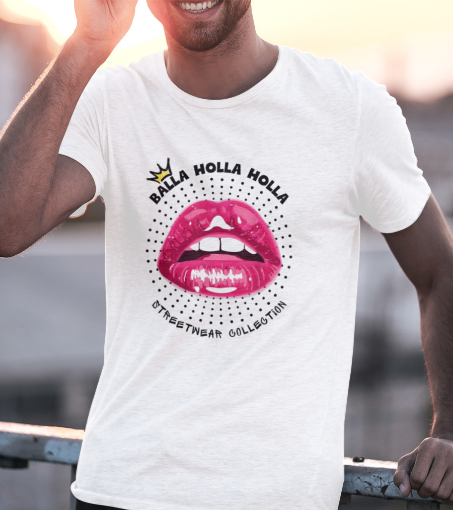 Balla Holla Holla Streetwear Collection Lips Icon With Crown T-Shirt