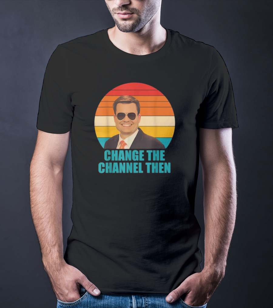 Change The Channel Then Retro Sunglasses News Anchor Stripes T-Shirt