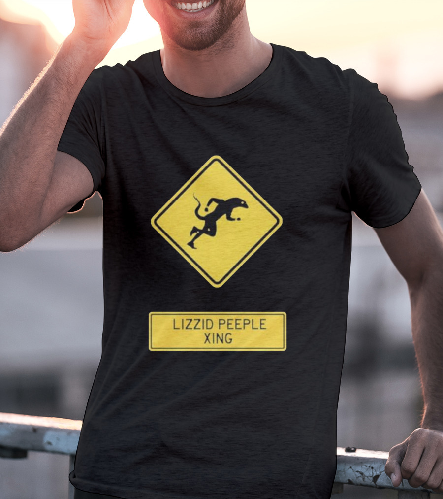 Lizzid Peeple Xing Sign Caution Black And Yellow Warning T-Shirt