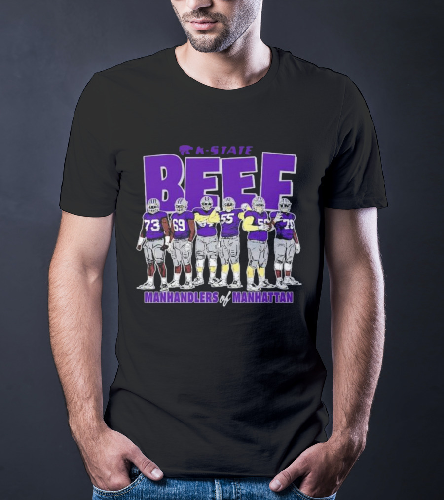 K-State Beef Manhandlers Of Manhattan Football Team Lineup T-Shirt