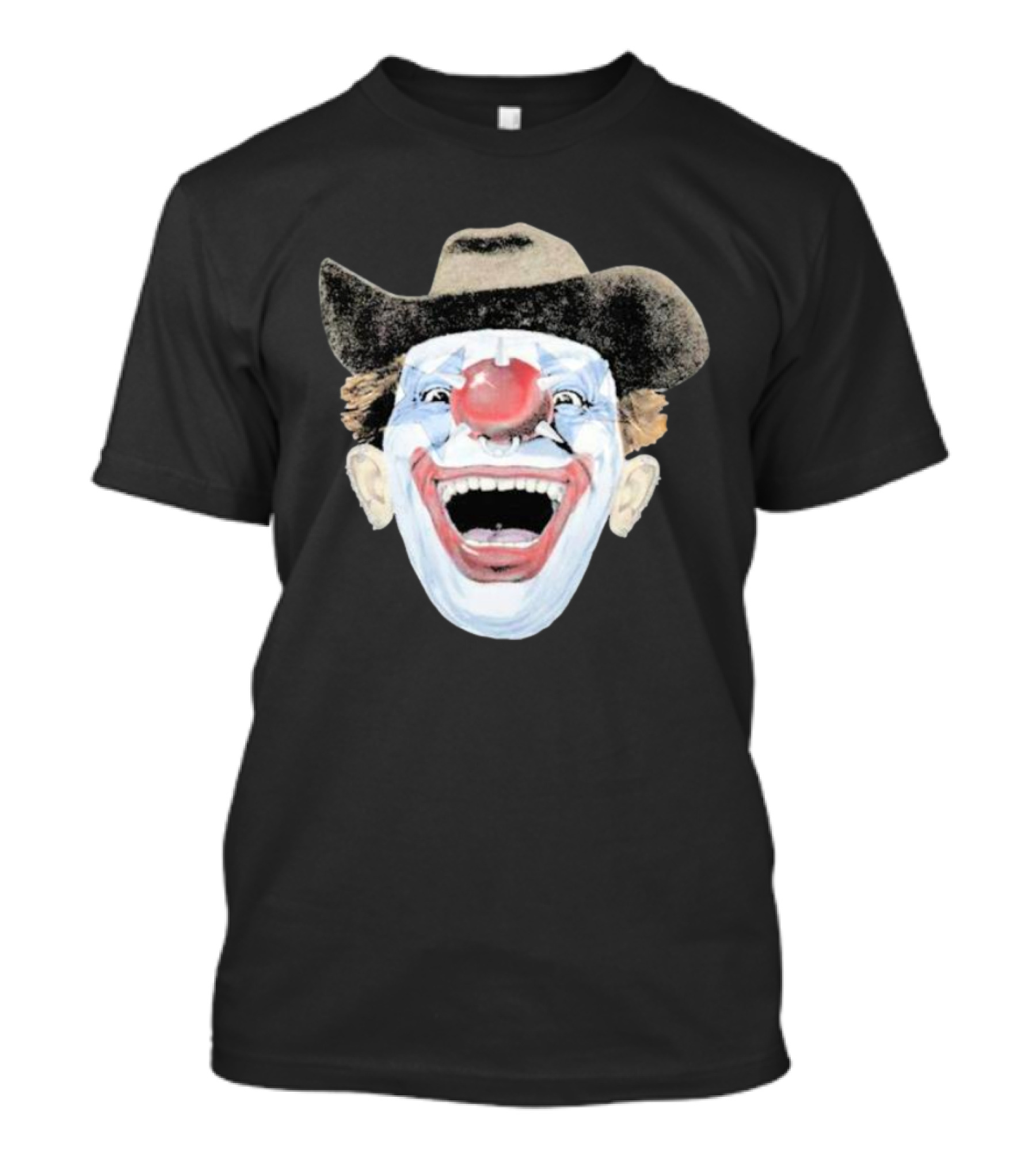 Hard Jewelry We Don’t Clown Around Laughing Cowboy Clown Face T-Shirt